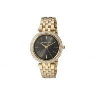 Darci Black Dial Ladies Gold Tone Crystal Pave Watch
